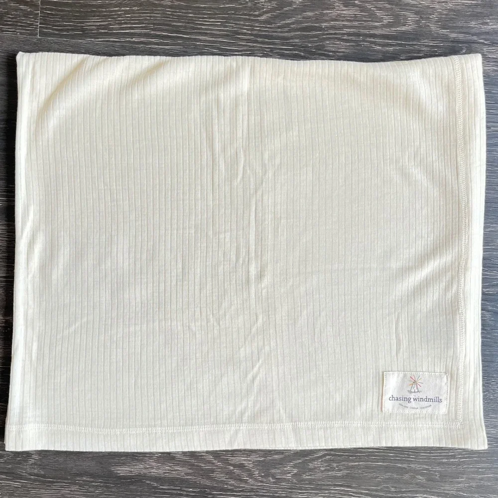 Chasing Windmills 100% Merino Wool Ribbed Baby Blanket Swaddle Yellow NWOT Soft